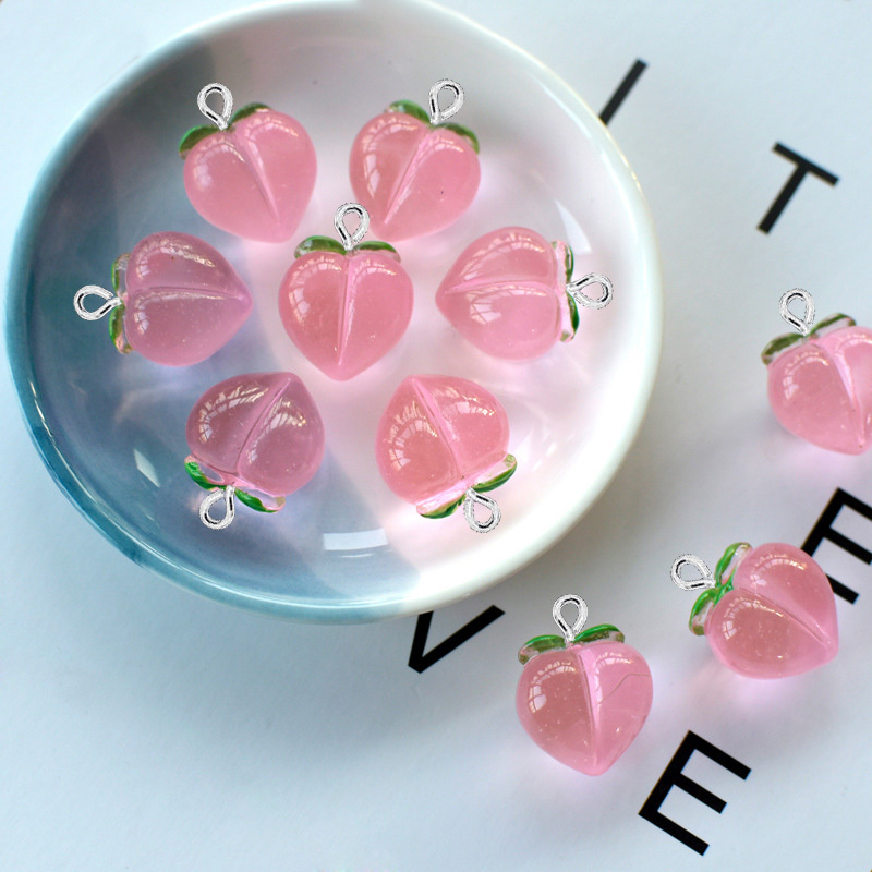Resin Craft Projects - 10 個新しい透明ピーチフラット樹脂チャームペンダントジュエリー作成アクセサリー DIY イヤリングネックレスキーホルダー装飾用