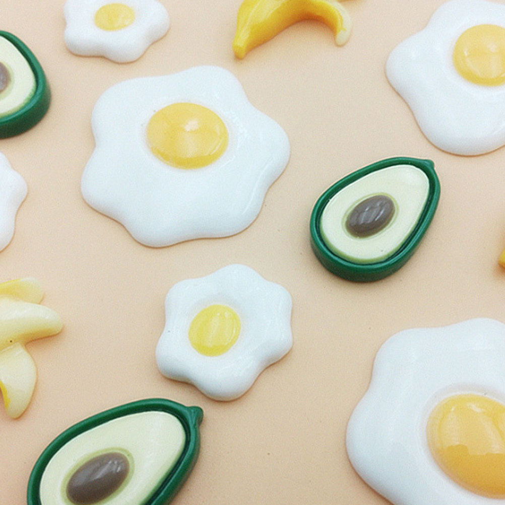 Resin Craft Material - 20個入り 模造目玉焼き レジンアクセサリー DIYスマホケース装飾素材 手芸クラフト用品 適切なサイズ