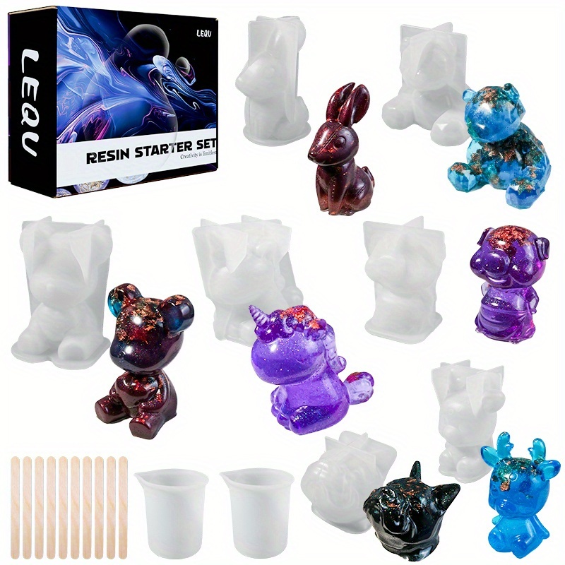 Resin Jewelry Kit - 19個入りレジン製モールドセット、レジン製作、デスクトップオーナメント、イヤリング、ジュエリーペンダント、製作、ホリデー記念品、最高のギフトに最適