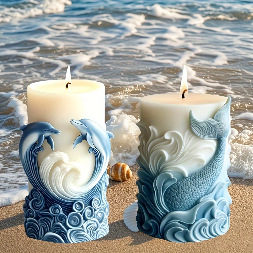 オーシャンテーマシリコンキャンドルモールドイルカコラム樹脂モ - Resin Ocean Wave Mold のレビューと価格