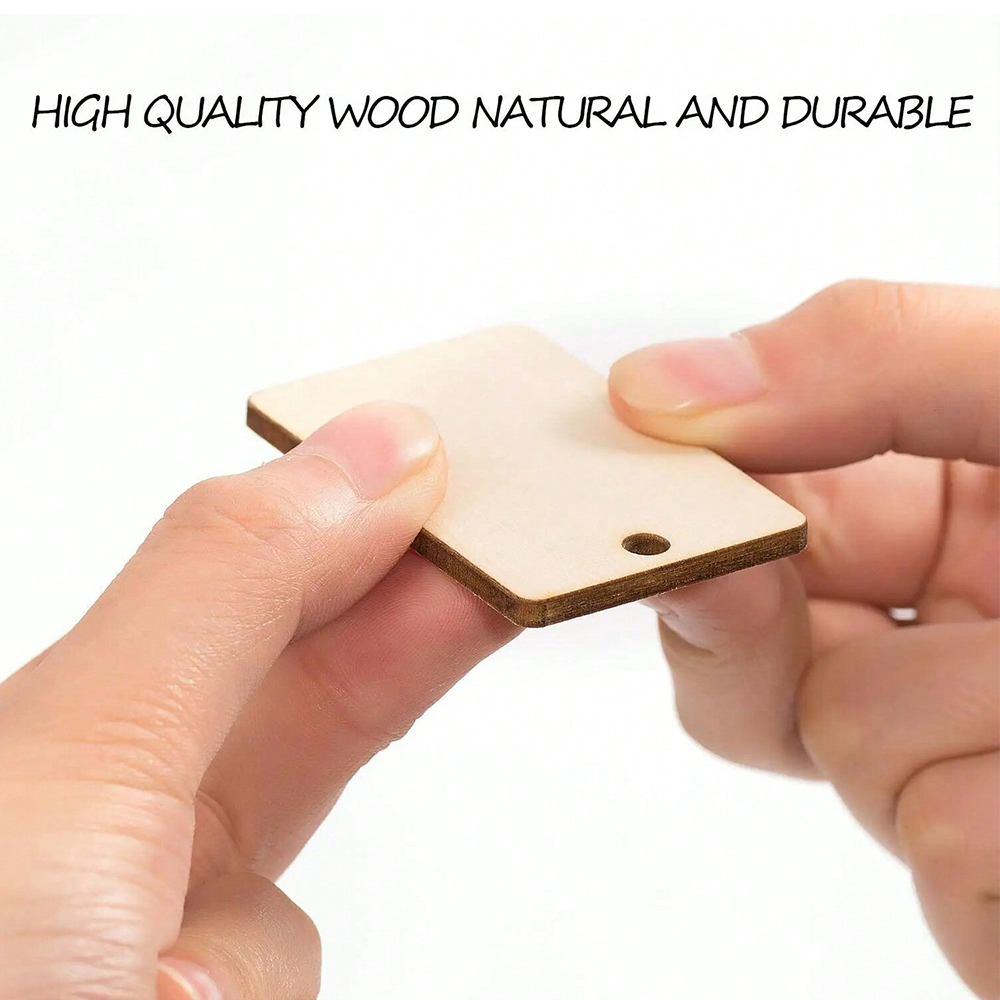 60 個の空白の木製キーチェーン長方形の木製キーチェーンタグ - Wood Ring Blank のレビューと価格