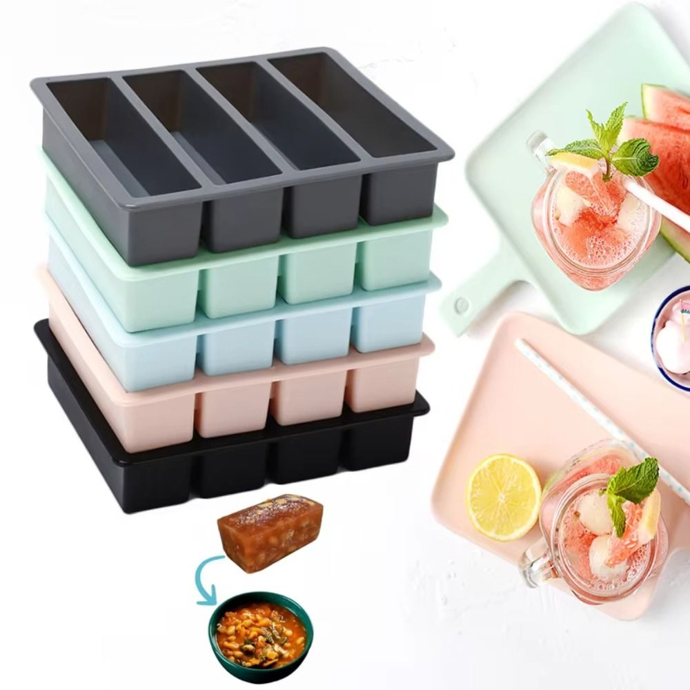 新しい4グリッド巨大食品保存容器、蓋付きシリコン製冷凍トレイ - Serving Tray Mold のレビューと価格