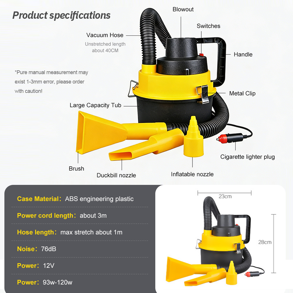 12V ポータブルキャニスター型車載掃除機 電動ミニハンドヘ - Vacuum Chamber Small のレビューと価格