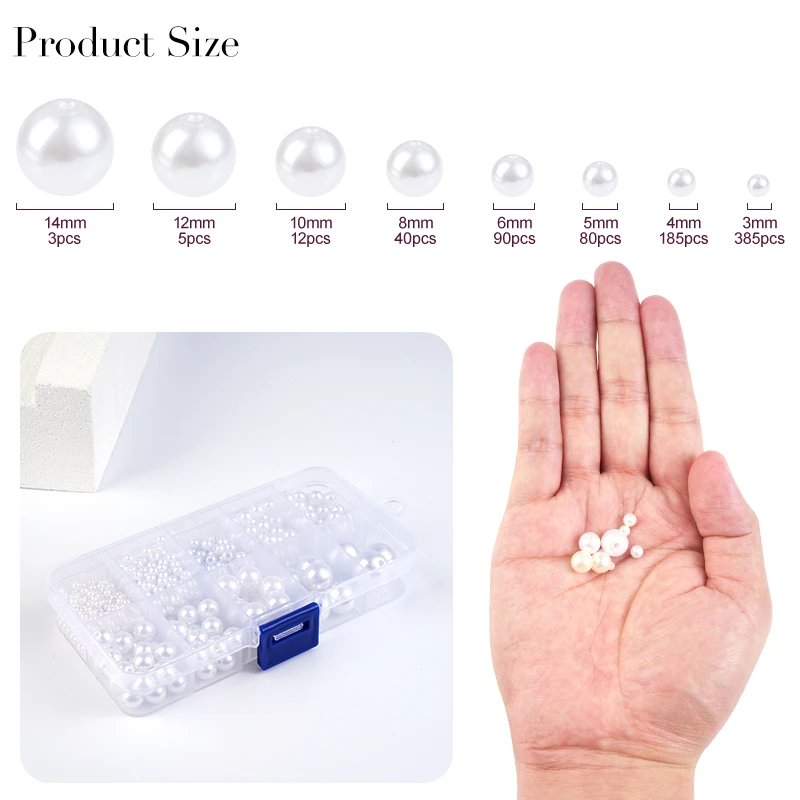 800個入り人工フェイクパール樹脂ビーズキット、丸型パールビ - Resin Jewelry Kit のレビューと価格
