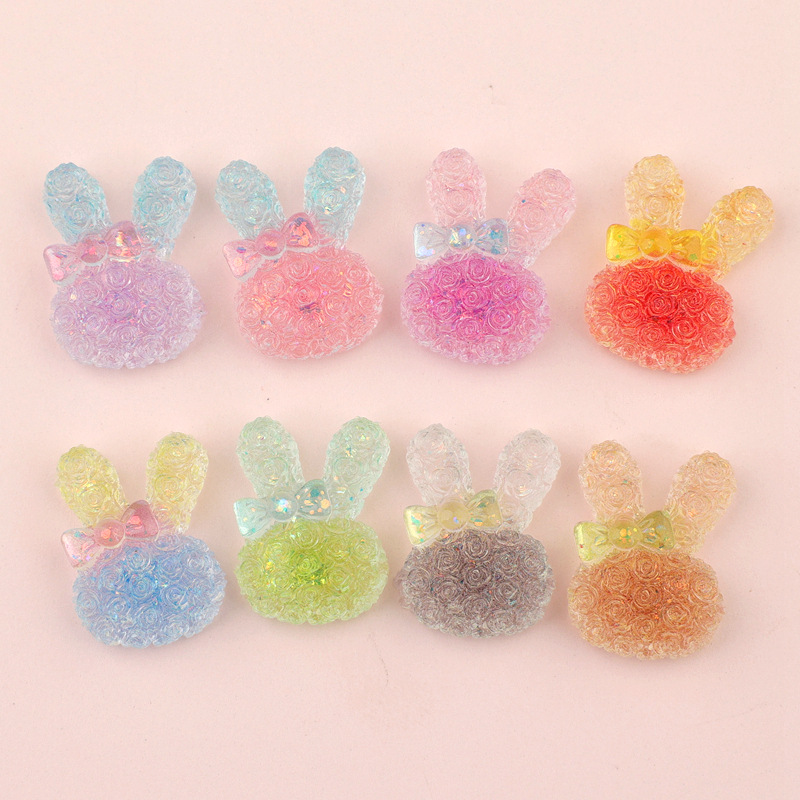 5個入り 18*25mm 光るグラデーションウサギレジンカボ - Resin Craft Supplies のレビューと価格
