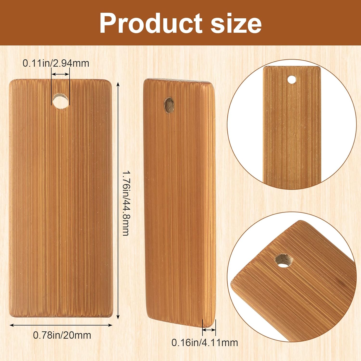 50 個天然木ブランク 45 × 20 ミリメートル竹タグキ - Wood Ring Blank のレビューと価格