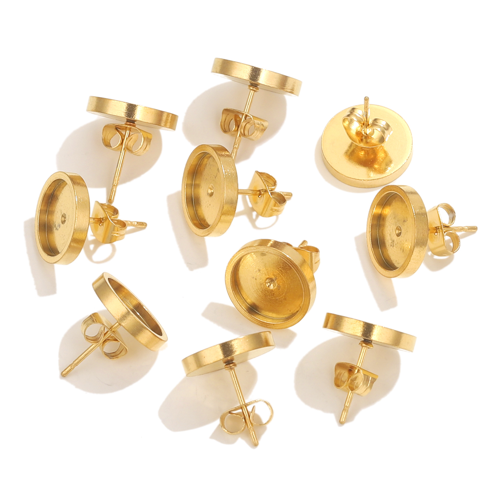 10 個ステンレス鋼ゴールドイヤリングスタッドバックカボショ - Resin Jewelry Kit のレビューと価格