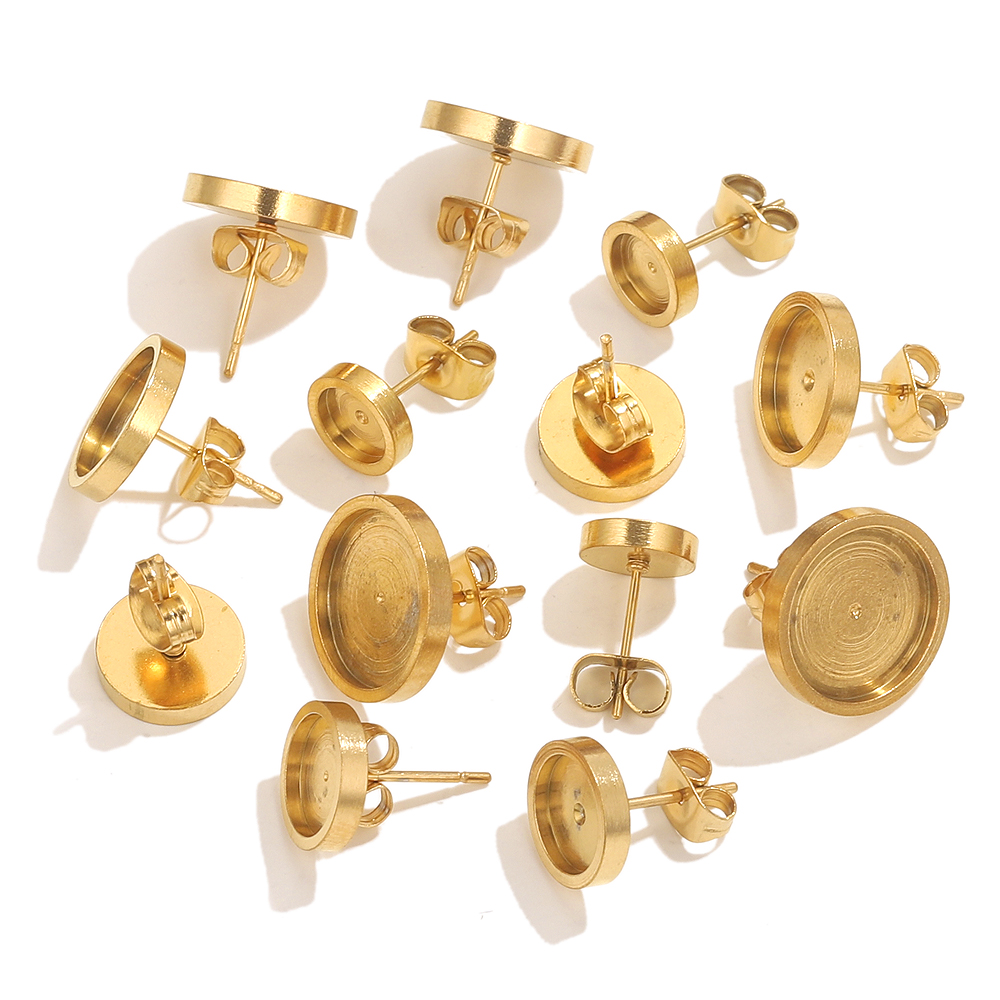 10 個ステンレス鋼ゴールドイヤリングスタッドバックカボショ - Resin Jewelry Kit のレビューと価格